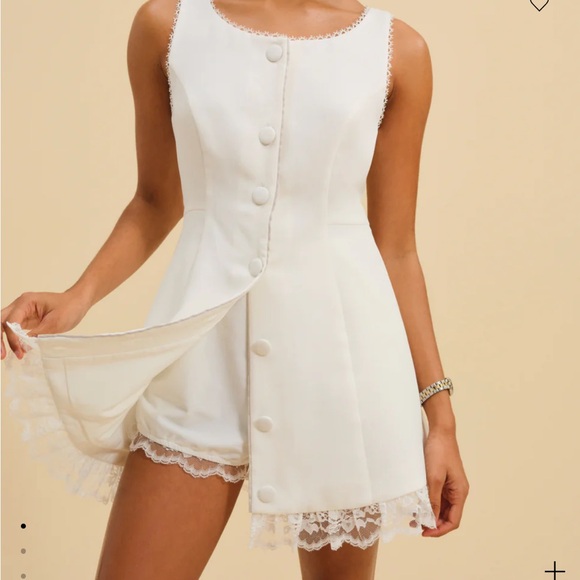 For Love And Lemons Dresses & Skirts - Elegant for Love and Lemons White Sleeveless Dress with Lace Trim